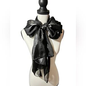 Elegant Black Sheer Striped Scarf/Wrap, approx. 20”x80”
